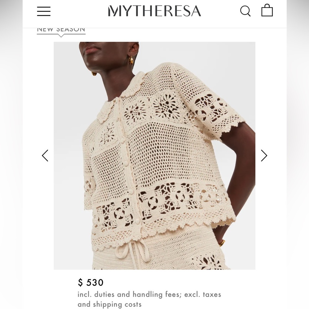 Beautiful button down crochet top! Sz. S (add pics are just style inspiration)